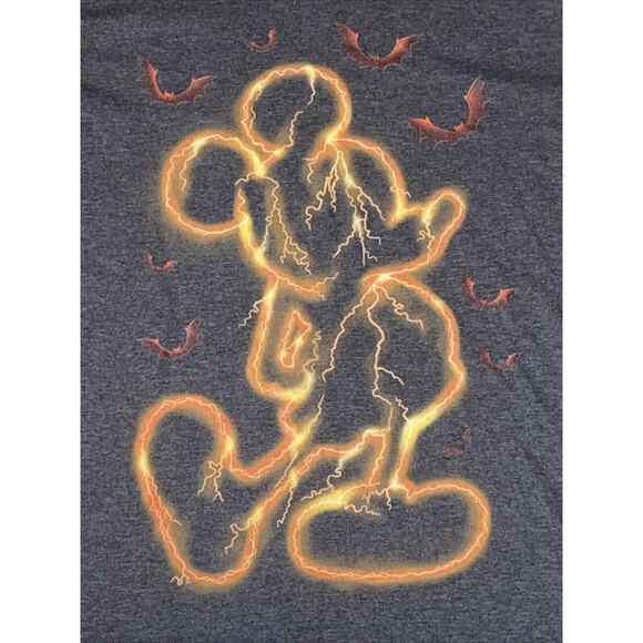 Disney Mickey Mouse Halloween T-Shirt Men’s Size Large Gray Graphic Print Bats - Picture 2 of 5